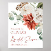 Rode Winter Kerst Vrijgezellenfeest Welkomstbord Poster (Voorkant)