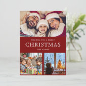 Rode Winter Kerstfoto Collage Vakantie Kaart (Staand voorkant)