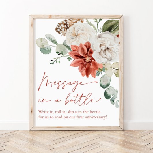 Rode Winter Kerstmis bericht in een fles teken spe Poster