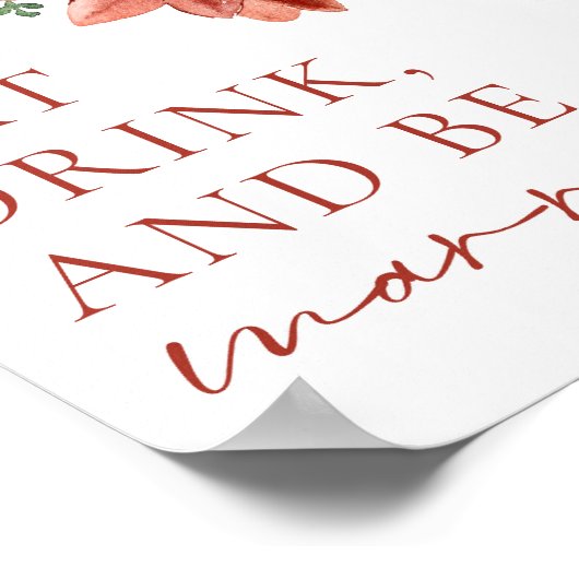 Rode Winter Kerstmis Eet, Drink, en getrouwd zijn Poster (Hoek)