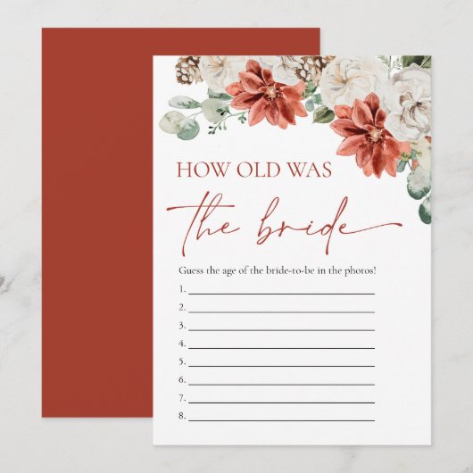 Rode Winter Kerstmis Hoe oud was het bruidsspel Kaart (Voorkant / Achterkant)