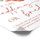 Rode Winter Kerstmis niet zeggen bruiloft of bruid Poster (Hoek)