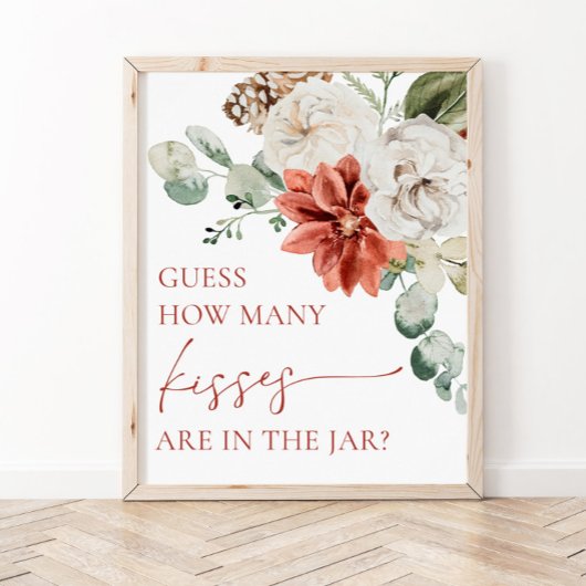 Rode Winter Kerstmis raden hoeveel kussen teken Poster