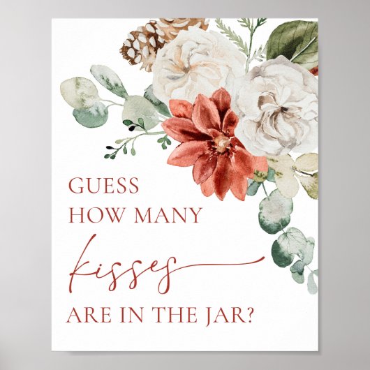 Rode Winter Kerstmis raden hoeveel kussen teken Poster (Voorkant)