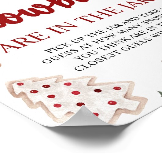 Rode Winter Kerstmis raden hoeveel sneeuwballen sp Poster (Hoek)