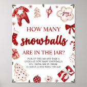 Rode Winter Kerstmis raden hoeveel sneeuwballen sp Poster (Voorkant)
