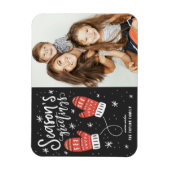 Rode Winter Mittens Fotoseizoen Groeten Magneet (Verticaal)