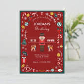 Rode  Winter Notenkraker Kerstverjaardag Kaart (Staand voorkant)