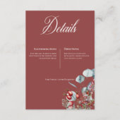 Rode Winter Pine Berries Eucalyptus Wedding Informatiekaartje (Voorkant)