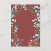 Rode Winter Pine Berries Eucalyptus Wedding Informatiekaartje (Achterkant)