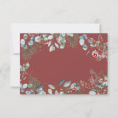 Rode Winter Pine Berries Eucalyptus Wedding RSVP Kaartje (Achterkant)