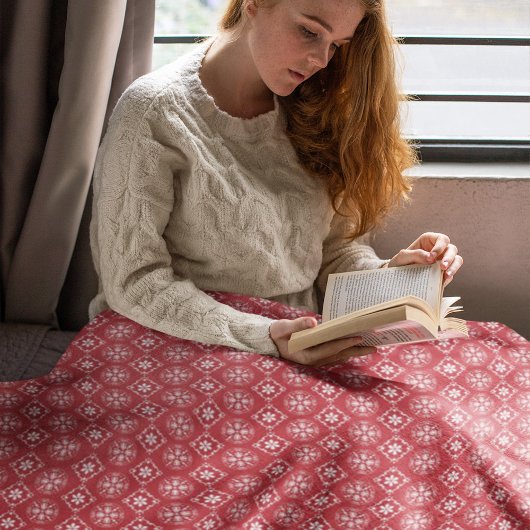 Rode Winter Sneeuwvlok Boerderij Patroon Fleece Deken