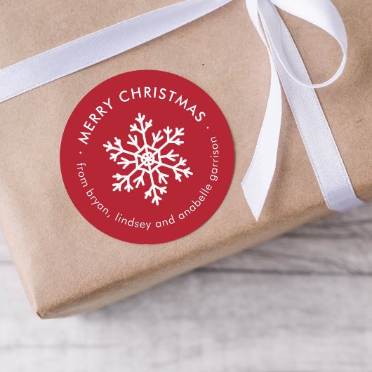 Rode Winter Sneeuwvlok Kerst Cadeautag Stickers