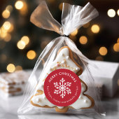 Rode Winter Sneeuwvlok Kerst Cadeautag Stickers