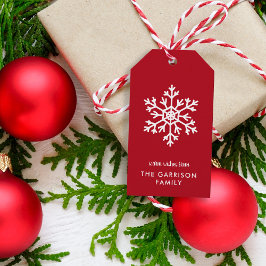 Rode Winter Sneeuwvlok Vakantie Cadeaulabel