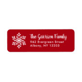 Rode Winter Snowflake Vakantie Retour Adres Etiket (Voorkant)