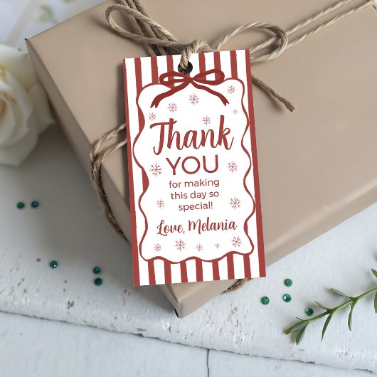 Rode Winter Verjaardag Favor Gift Tag Cadeaulabel
