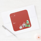 Rode Winter Village naar cadeauverpakking Vierkante Sticker (Envelop)