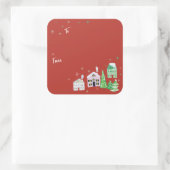 Rode Winter Village naar cadeauverpakking Vierkante Sticker (Tas)
