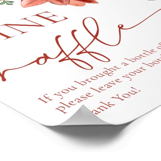 Rode Winter Wijn Raffle Vrijgezellenfeest Game Sig Poster (Hoek)