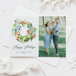 Rode Winterberry en Juniper Krans Foto Briefkaart