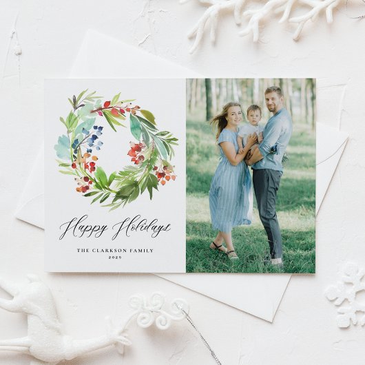 Rode Winterberry en Juniper Krans Foto Briefkaart