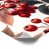 Rode Winterberry Fruit Pattern Waterverf Poster (Hoek)