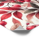 Rode Winterberry fruitpatroon Waterverf Poster (Hoek)