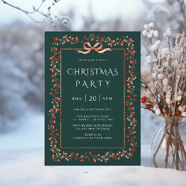 Rode Winterberry Lijst Kerstfeest Groen Kaart