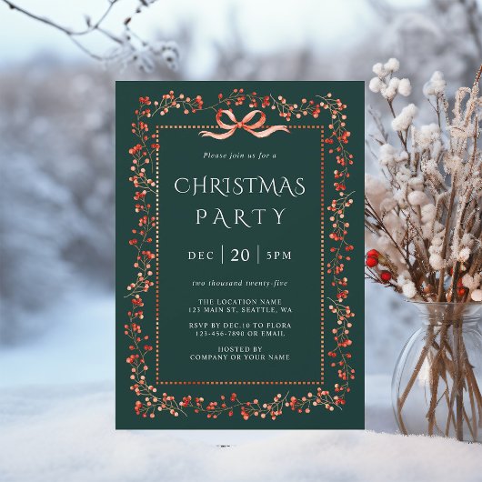 Rode Winterberry Lijst Kerstfeest Groen Kaart