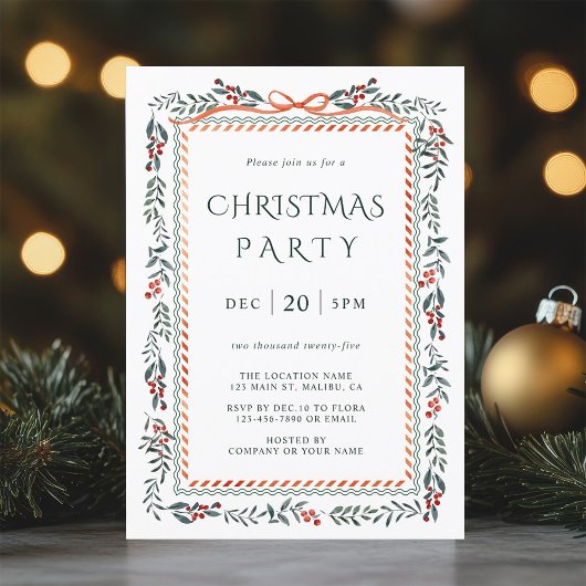 Rode Winterberry Lijst Kerstfeest Kaart