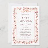 Rode Winterberry Lijst Meisje Baby shower Kaart (Voorkant)