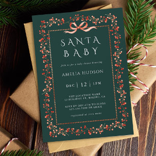 Rode Winterberry Lijst Santa Baby shower Green Kaart