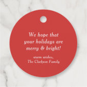 Rode winterbes en jeneverbes krans kerst bedankjes labels (Achterkant)