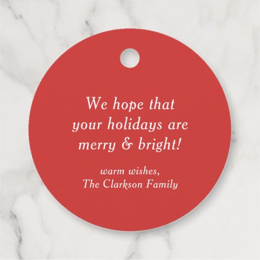 Rode winterbes en jeneverbes krans kerst bedankjes labels (Achterkant)