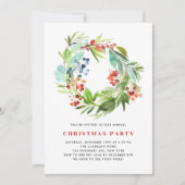 Rode winterbes en jeneverbes krans kerstfeest kaart (Voorkant)