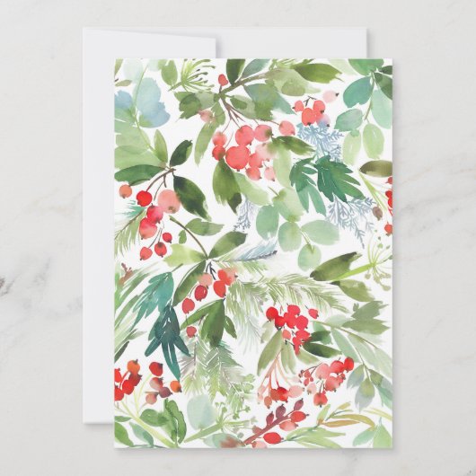 Rode Winterbes en jeneverbeskrans feestelijke part Kaart (Achterkant)