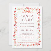 Rode Winterbes Frame Santa Baby Shower Kaart (Voorkant)