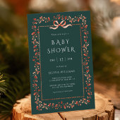 Rode Winterbes Kader Bosgroene Baby Shower Kaart