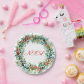 Rode Winterbes Kerstkrans Papieren Bord (Feest)