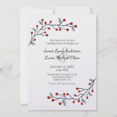 Rode winterbessen eenvoudig elegante bruiloft kaart (Voorkant)