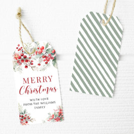 Rode winterbessen Kerstmis dank u Cadeau Labels Cadeaulabel