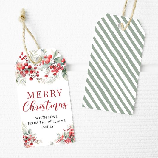Rode winterbessen Kerstmis dank u Cadeau Labels Cadeaulabel