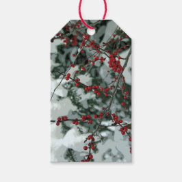 Rode winterbessen kerstvakantie cadeau Label Cadeaulabel