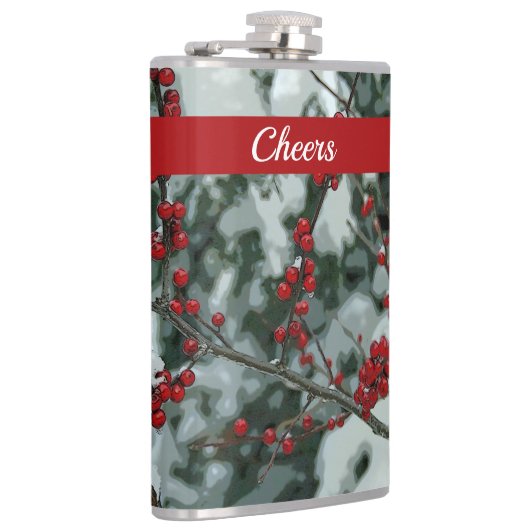 Rode winterbessen kerstvakantie Drink kolf Heupfles (Rechts)