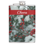 Rode winterbessen kerstvakantie Drink kolf Heupfles (Voorkant)