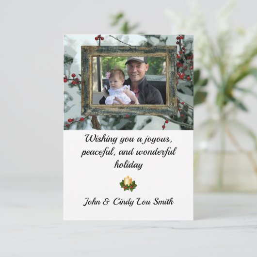 Rode Winterbessen Kerstvakantie Flat Kaart (Staand voorkant)