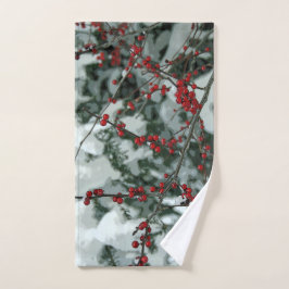 Rode winterbessen Kerstvakantie handdoek