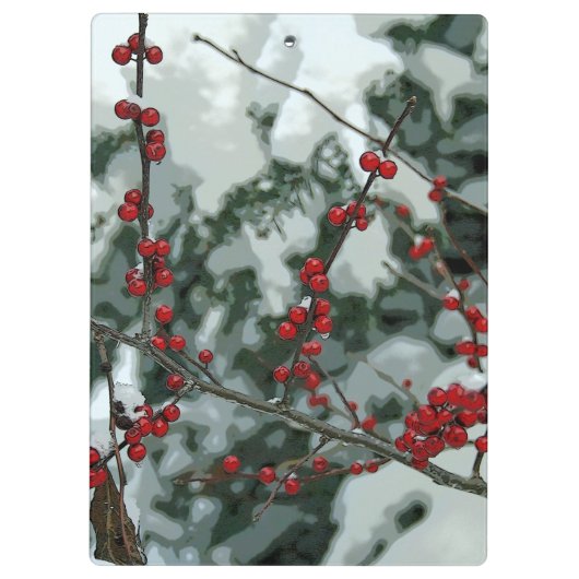 Rode winterbessen Kerstvakantie klembord (Achterkant)