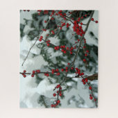 Rode winterbessen Kerstvakantie legpuzzel (Verticaal)
